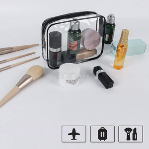 Set 3 Genti Organizatoare Cosmetice, Waterproof, 3 Dimensiuni Diferite, PVC, Calatorie/Voiaj, Transparent