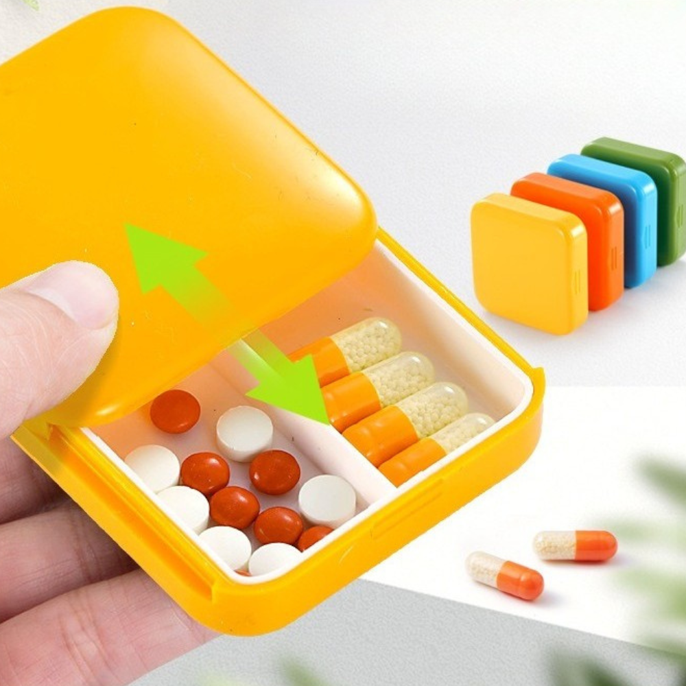 Mini Cutie Medicamente, 2 Compartimente, Sistem Glisant, Inchidere Etansa