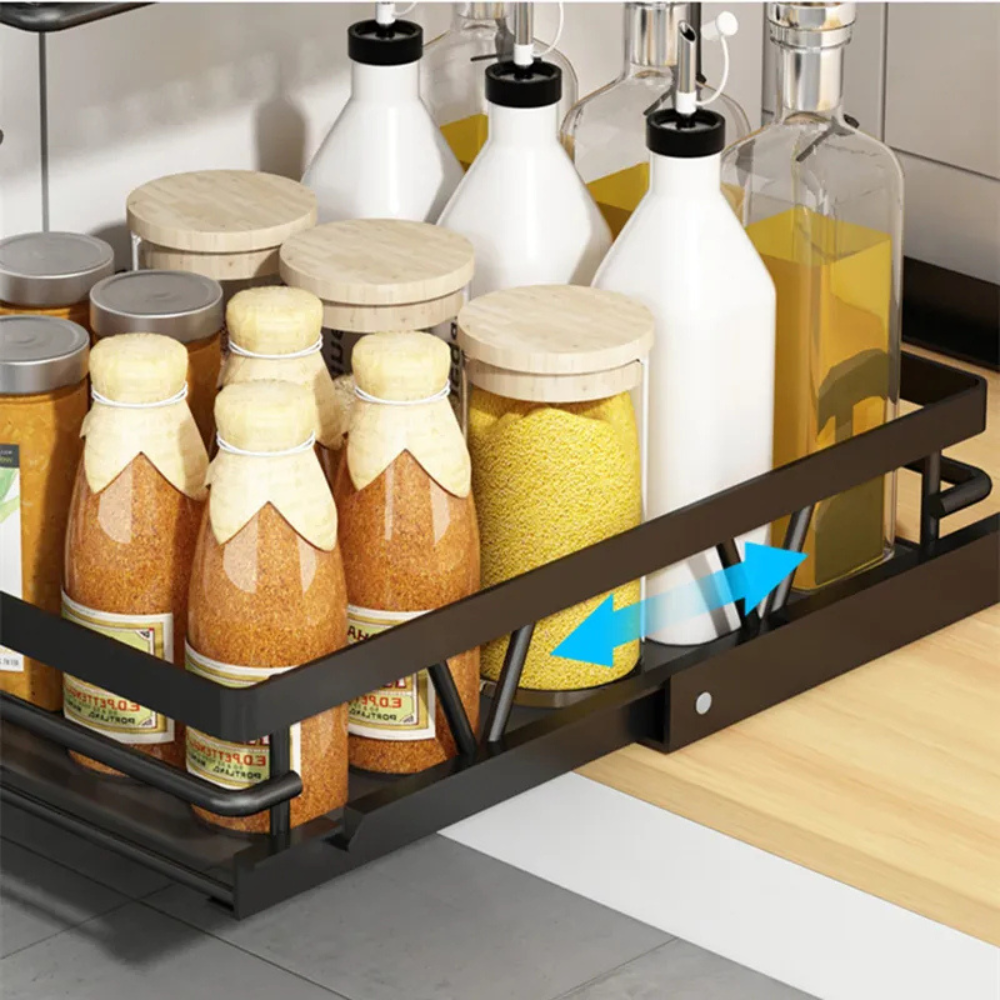 2-Tier Under Sink Organizer Shelf, Metal, 37x27x36.5cm, Black