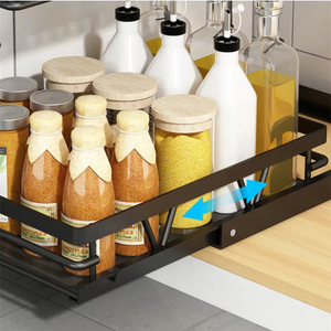2-Tier Under Sink Organizer Shelf, Metal, 37x27x36.5cm, Black