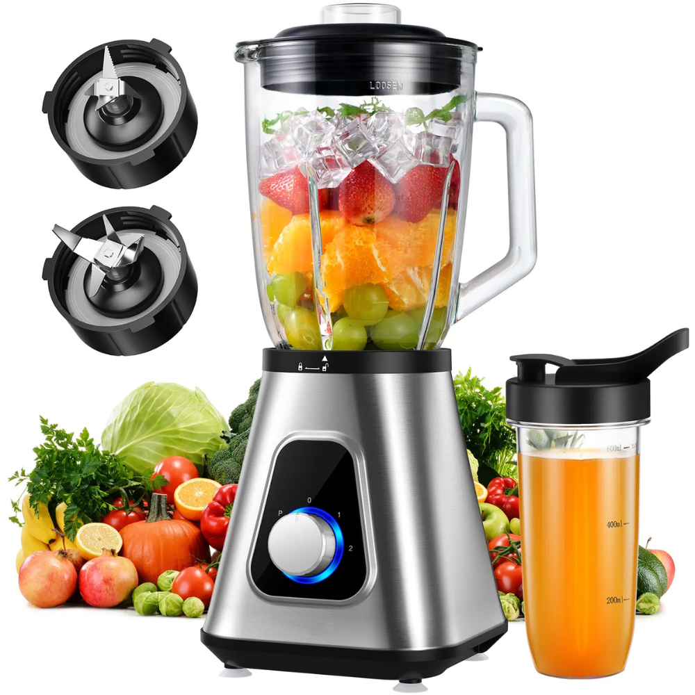 Blender Profesional pentru Smoothie, 1200W, 2 Recipiente, 1500ml, Lame Inox