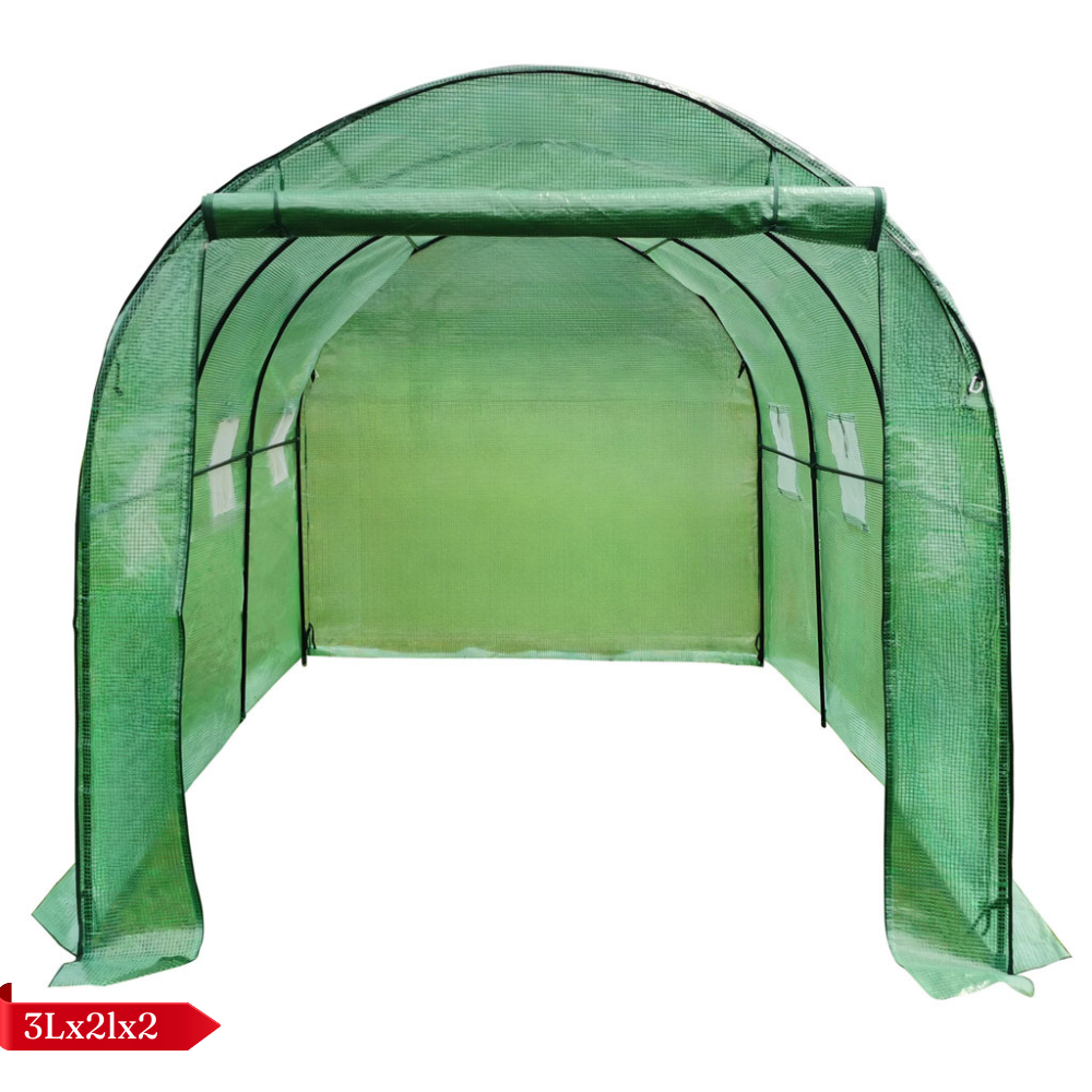 Solar de Gradina, pentru Plante/Legume, Structura Otel, cu Ferestre, Folie Plasa PE 130g/m, Verde