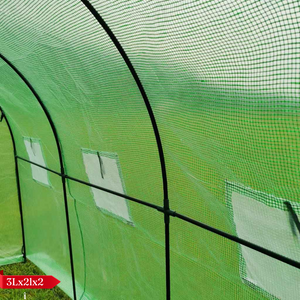 Solar de Gradina, pentru Plante/Legume, Structura Otel, cu Ferestre, Folie Plasa PE 130g/m, Verde