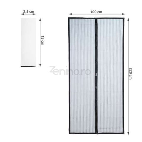 Plasa Magnetica Tantari - Pentru Usa, 220x100cm, Dimensiune Ajustabila 220x210x200, 100x90x80, Prindere Velcro, Negru