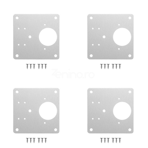 Set 4 Placi Perforate Plate, pentru Balamale, Model Universal, Rezistenta Sporita, 20 Suruburi, din Otel Inoxidabil