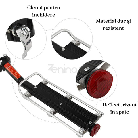 Suport Transport pentru Bicicleta, Material Rezistent, din Aluminiu, Sarcina Maxima 9kg, 12 x 30 cm, Negru/Rosu
