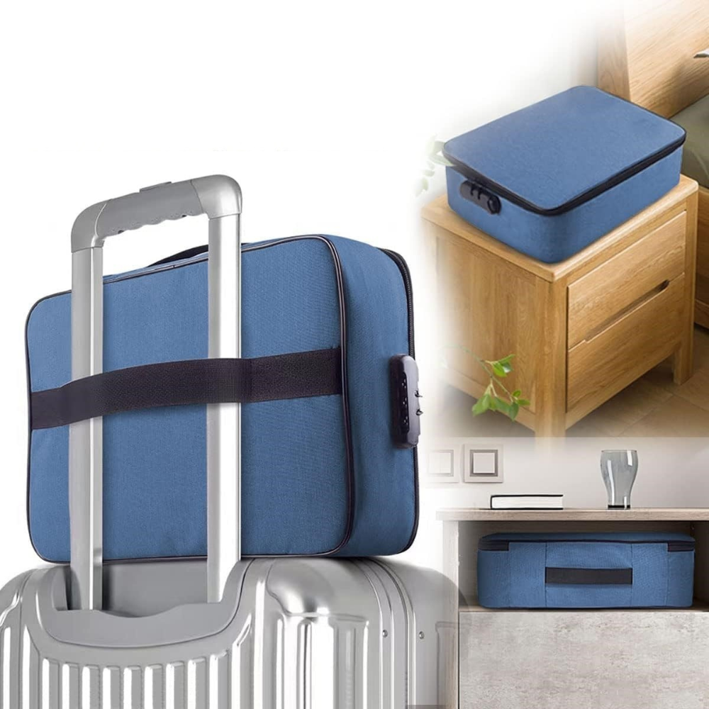 Document Storage Bag, Card Compartments, Security Code, Waterproof