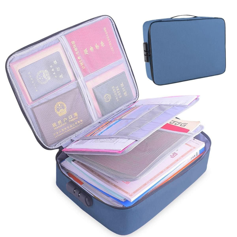 Document Storage Bag, Card Compartments, Security Code, Waterproof