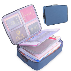 Document Storage Bag, Card Compartments, Security Code, Waterproof
