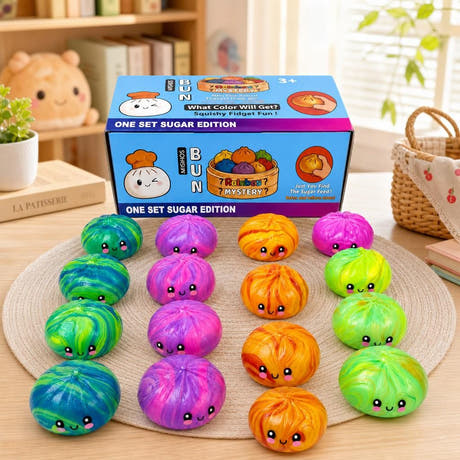 Jucarie Squishy Dumpling, Model Fosforescent, Antistres Senzoriala, 8.5cm, Culoare Mix Surpriza