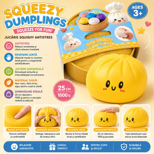 Jucarie Squishy Dumpling Needoh, Model Gigant, Antistres Senzoriala, 25cm