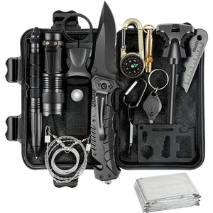 Kit Supravietuire 19in1, Instrumente Multifunctionale, Lanterna, Model Compact