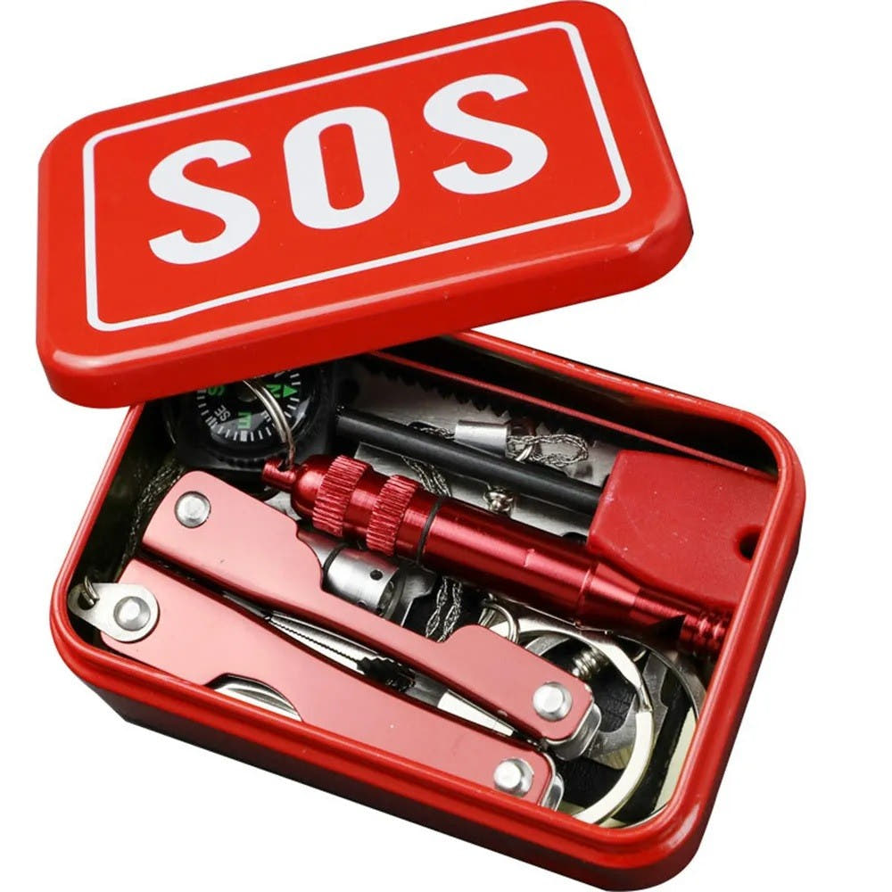 Kit Supravietuire, Cutie SOS, Unealta Multifunctionala, Model Compact