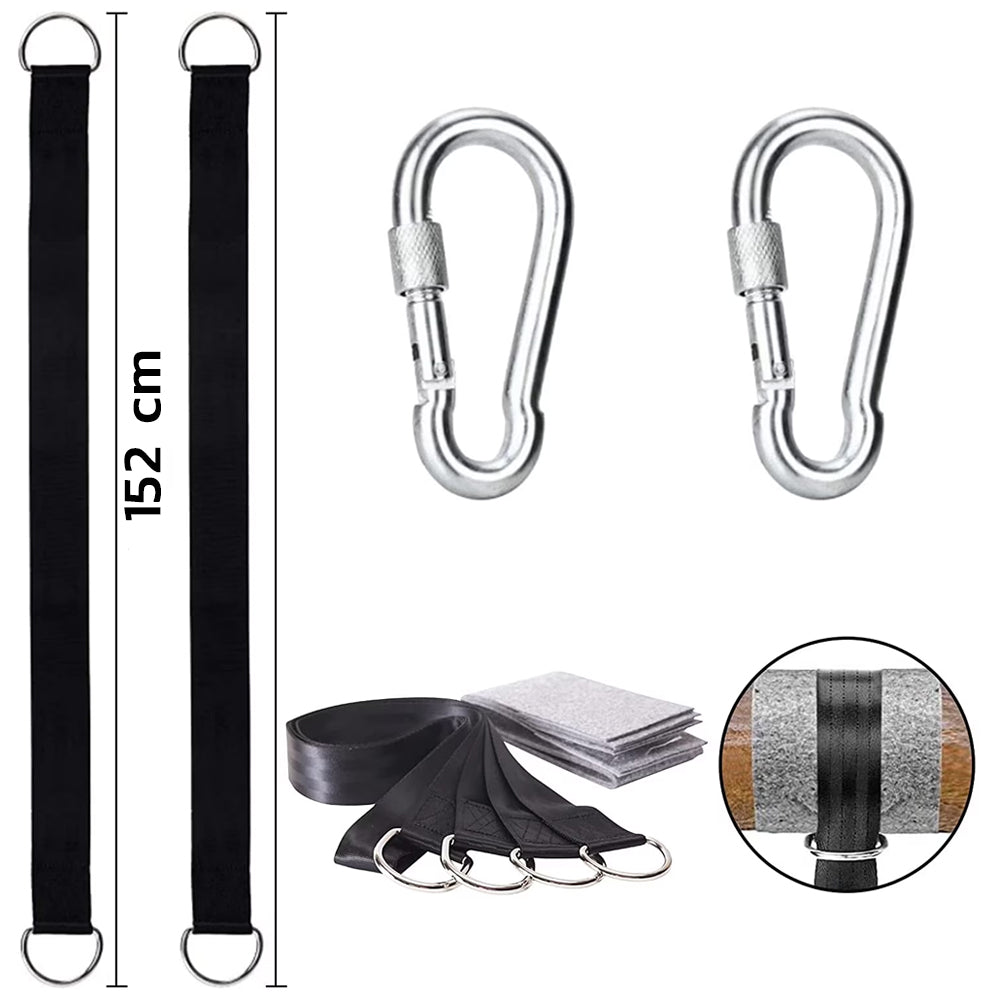 Kit Montare Hamac Zenino - 10 Piese, Multifunctional, Prindere si Montare, 2 Corzi Nylon, Carabiniere, Velcro, Negru