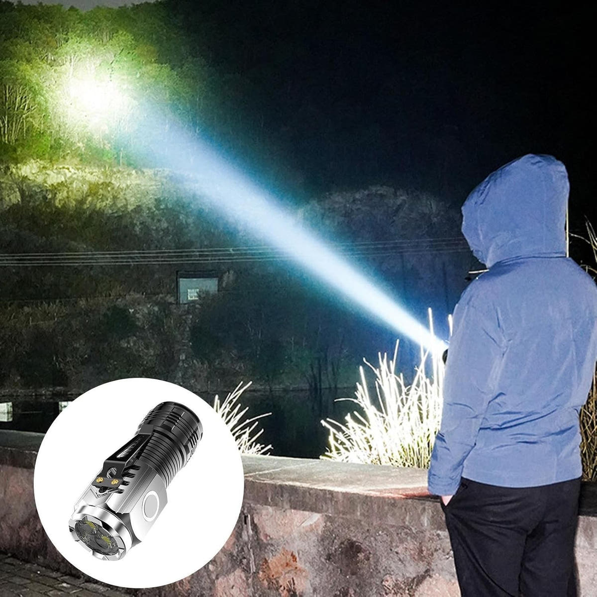 Lanterna cu 3 Nuclee LED, Raza 150m, 5W, Autonomie 4-20 Ore, Incarcare USB