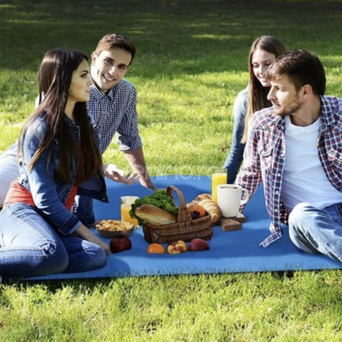 Patura Picnic, Impermeabila, 4 Carlige, Husa, 6 Buzunarase, 208cm x 208cm, Albastra