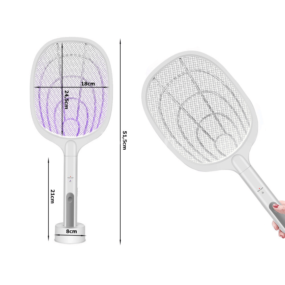 Paleta Electrica Anti-Daunatori, Incarcare USB, Lampa UV, Indicator LED, Impotriva Tantarilor si Insectelor, Argintiu