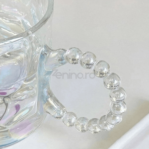 Cana Opal, Capacitate 260ml, Maner Rotund, Rezistent la Socuri, Design Modern, Inaltime 7.5cm, Diametru 8.5cm, Transparent