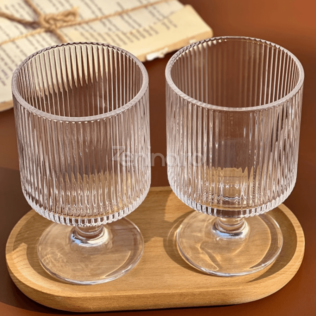 Set 6 Pahare cu Picior, de 225ml, pentru Cocktail, Limonada, Rezistent la Zgarieturi, din Sticla Borosilicata, Transparent