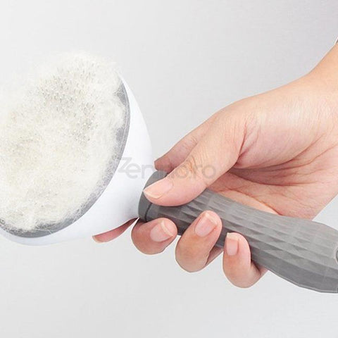Perie de Par pentru Caini si Pisici - 2 in 1, Buton de Curatare, Perie si Trimmer, Pentru Descalcirea si Inlaturarea Blanii, Gri
