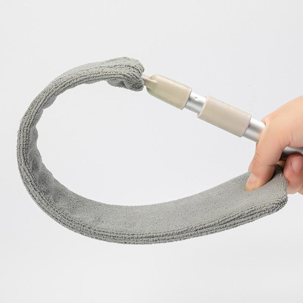 Pamatuf cu Microfibra - Telescopic, 2 Lavete Incluse, Flexibil, Maner Extensibil, Pentru Locuri Greu Accesibile, Eliminare Praf/Panza, 55-140cm, Gri