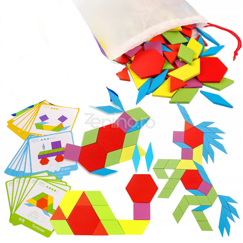 Puzzle Mozaic cu 130 Piese, Cartonase Animalute, Dezvoltarea Imaginatiei, Culori Vii, Sistem Montessori, din Lemn, Varsta 3+