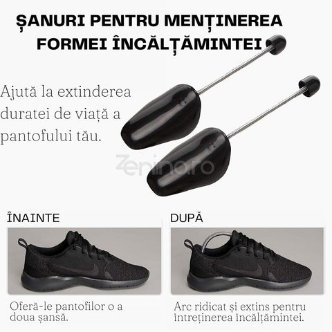 Set 2 Sanuri Reglabile - Mentine forma Pantofilor, Arc Flexibil, Universal, ABS si Otel, Negru