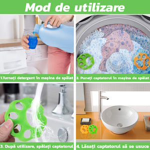 Set of 2 Lint and Hair Catchers, for Washing Machine, Multifunctional, for Any Textile Material, Paw Shape, Multicolor
