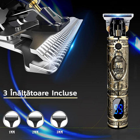 Aparat de Tuns, Afisaj Digital, Barba si Contur, Incarcare Rapida, Cablu USB-Type C, Auriu/Negru