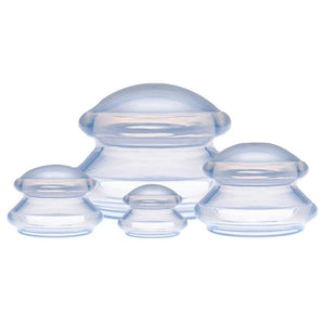 Set 4 Ventuze de Masaj, Terapeutice, Anticelulita, Relaxare, Silicon Moale, Transparent/Albastru