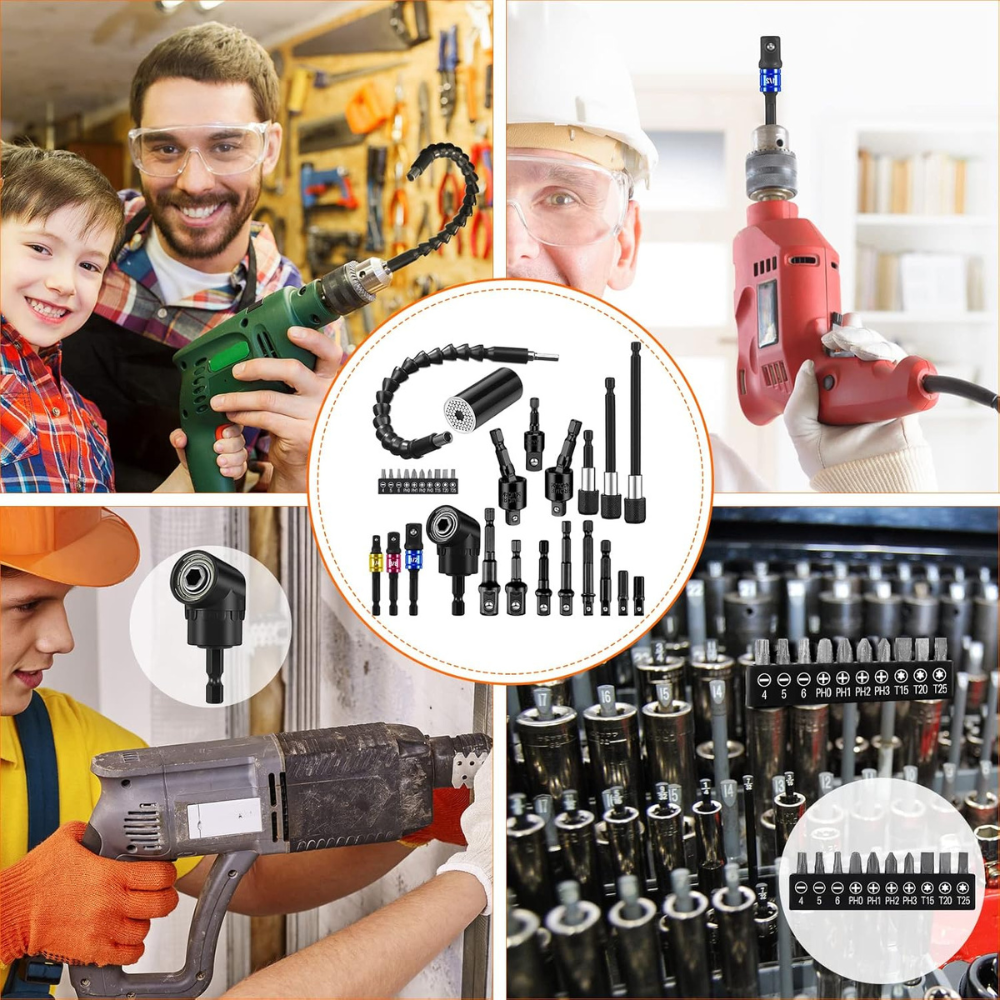 Set 31 Capete Magnetice, Adaptor Biti, Compatibil Bormasina, Chei Manuale