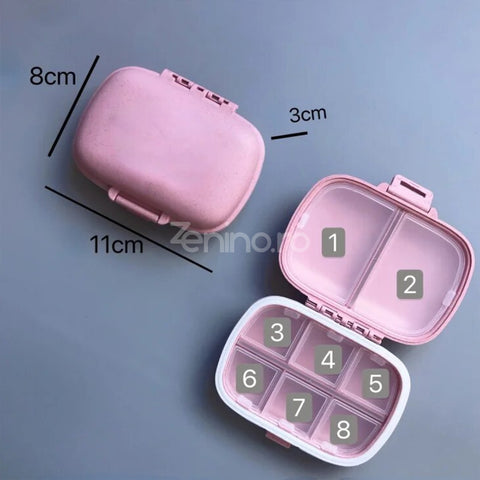 Organizator Medicamente, 8 Compartimente, Portabil, Dimensiune Compacta, 11x7cm, Plastic