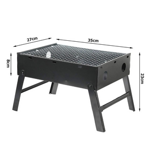 Portable Charcoal Grill, Chrome Tray, Foldable Model, Metal, Black 