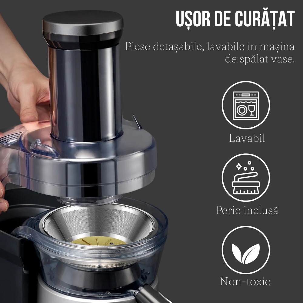 Storcator de Fructe, 1200W, 3 Trepte Viteza, Recipient 1250ml, Lame din Otel Inoxidabil