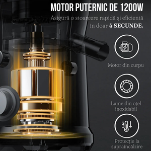 Storcator de Fructe, 1200W, 3 Trepte Viteza, Recipient 1250ml, Lame din Otel Inoxidabil