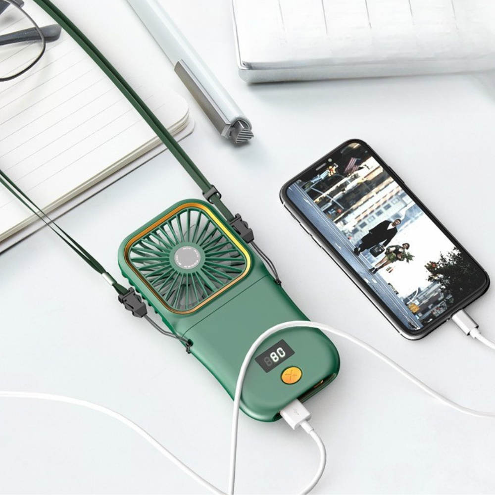 Mini Ventilator Portabil, 3 Viteze, 3000mAh, Suport Telefon, Pliabil, Incarcare USB
