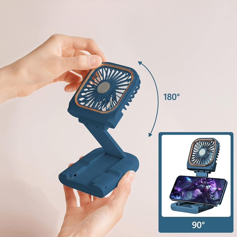 Mini Ventilator Portabil, 3 Viteze, 3000mAh, Suport Telefon, Pliabil, Incarcare USB