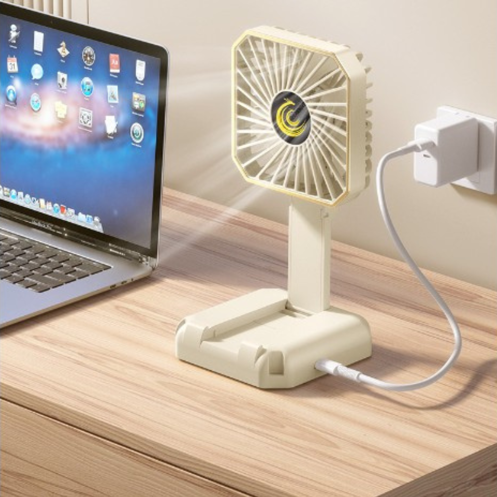 Mini Ventilator Portabil, 3 Viteze, Autonomie 3h, Suport Telefon, Pliabil, Incarcare USB