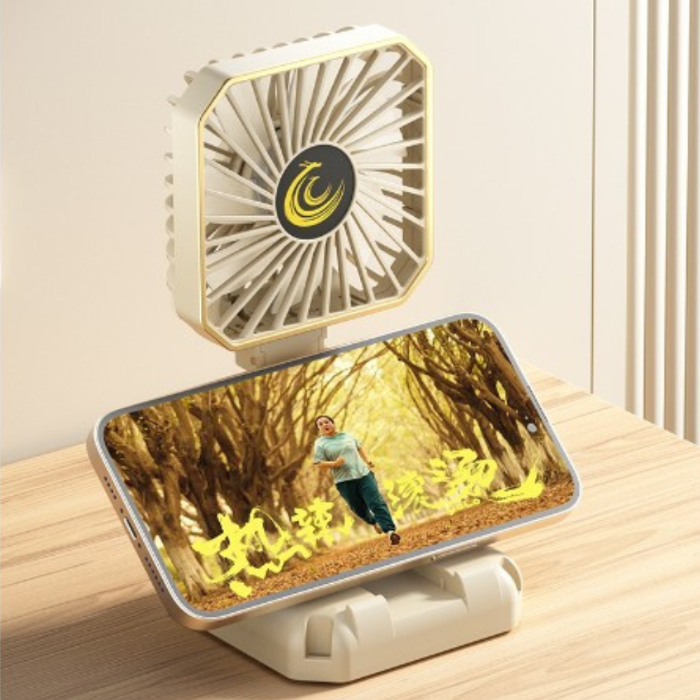 Mini Ventilator Portabil, 3 Viteze, Autonomie 3h, Suport Telefon, Pliabil, Incarcare USB