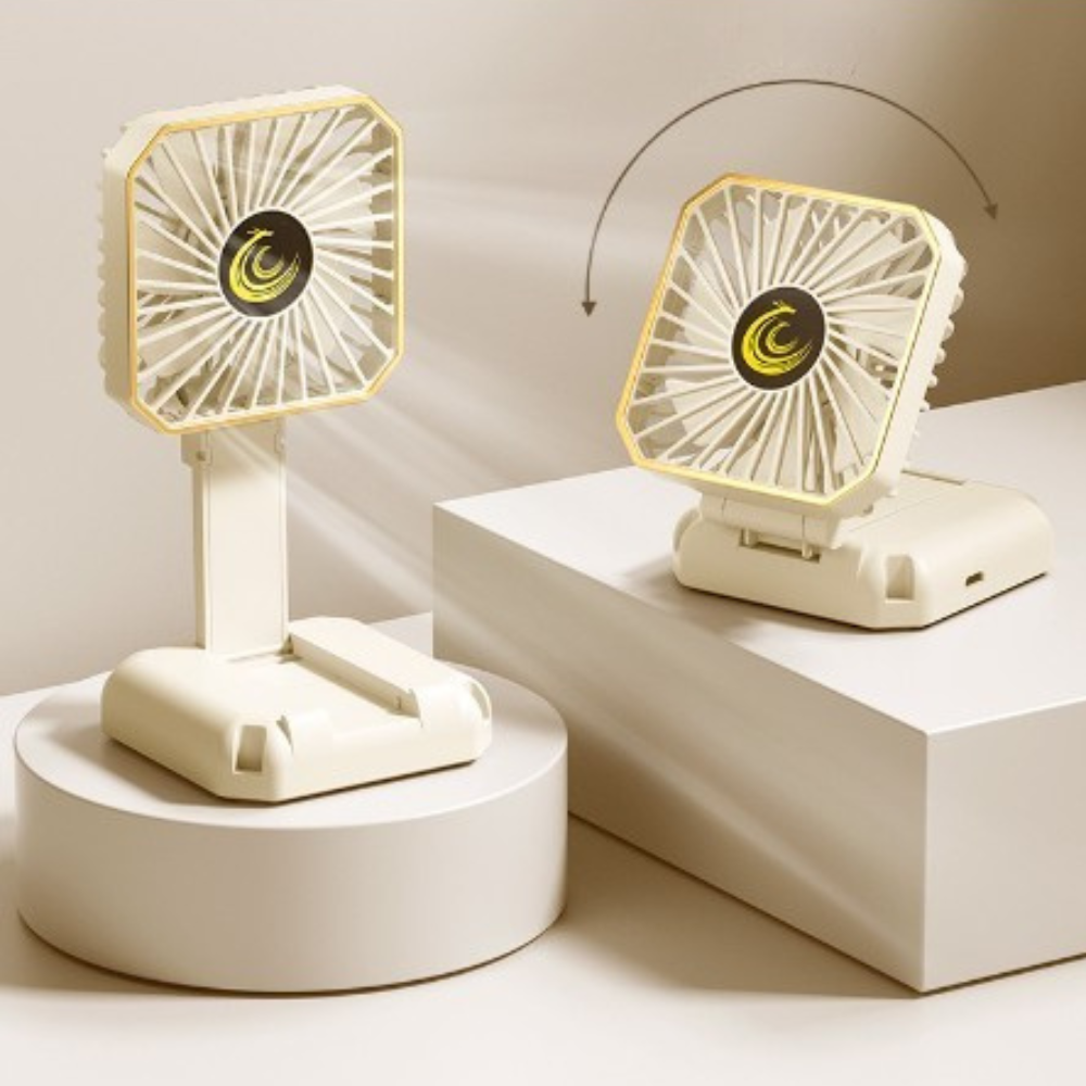 Mini Ventilator Portabil, 3 Viteze, Autonomie 3h, Suport Telefon, Pliabil, Incarcare USB