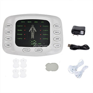 Electrostimulator Muscular, 8 Tipuri de Masaj, 4 Electrozi, Reglarea Intensitatii, Ecran LCD, Tonifiaza, Reduce Durerile, Alb