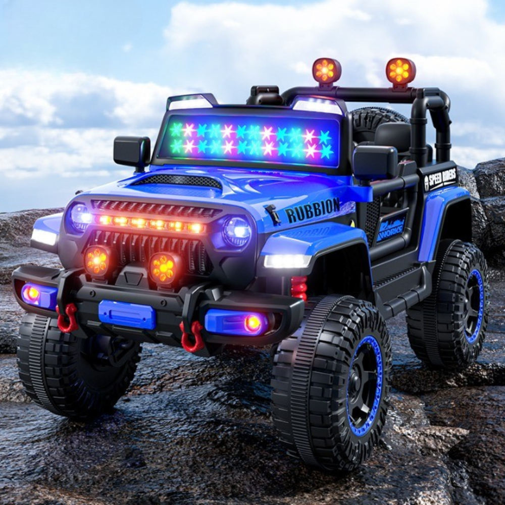 Masinuta Electrica Off-Road, cu Telecomanda, Tractiune Integrala, 12V, 7Ah, Lumina Intermitenta