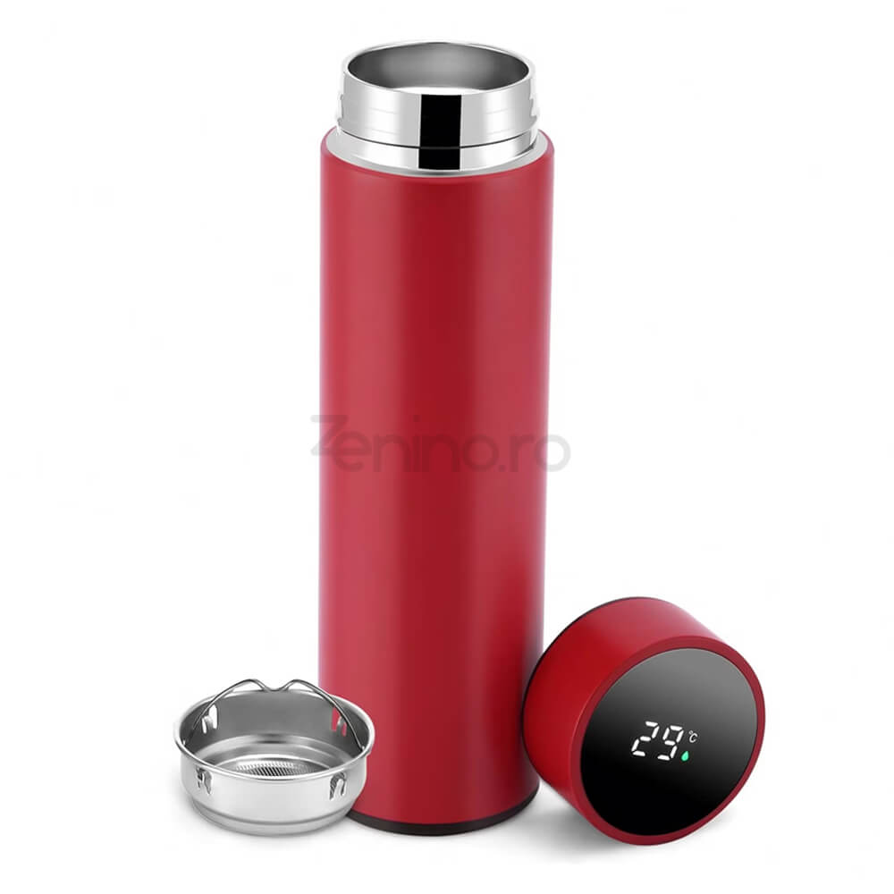 Termos Inteligent - Afisaj LED pentru Temperatura, Senzor TouchScreen, Capacitate 500ml, Otel Inoxidabil