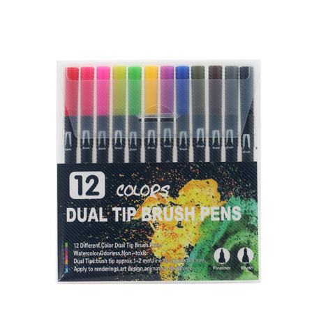 Set Markere pe Baza de Apa, Varf Dublu 0.4-2mm, Multicolor