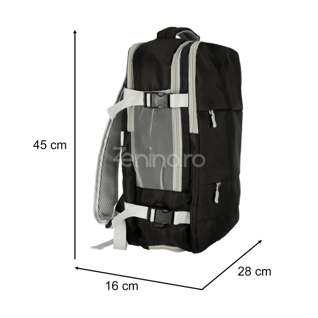 Rucsac de Calatorie, 3-4 Compartimente, Material Impermeabil, Buzunare Suplimentare, Expandabil la 36 L, din Poliester, Verde, Negru, Gri