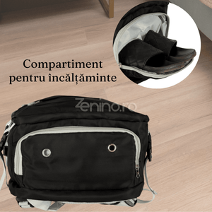 Rucsac de Calatorie, 3-4 Compartimente, Material Impermeabil, Buzunare Suplimentare, Expandabil la 36 L, din Poliester, Verde, Negru, Gri