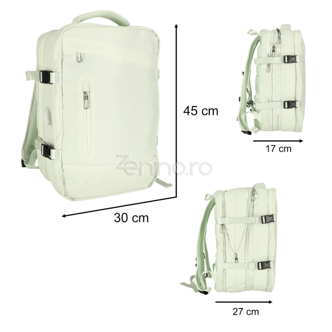 Rucsac de Calatorie, 3-4 Compartimente, Material Impermeabil, Buzunare Suplimentare, Expandabil la 36 L, din Poliester, Verde, Negru, Gri