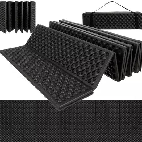 Camping Mattress, Foldable, Thermal Insulation, Portable, Waterproof, Isoprene, Picnic/Fishing/Hiking, 180 x 60 cm, Black, Blue