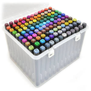 Set Markere cu Varf Dublu, Carte de Colorat Cadou, Cutie Depozitare, Culori Intense, Multicolor