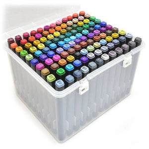 Set Markere cu Varf Dublu, Cutie Depozitare, Culori Intense, Multicolor